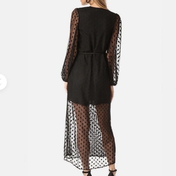 Yumi Kim Wicked Game Wrap Maxi Dress Black Swiss Dot Size M NIB - Picture 6 of 6
